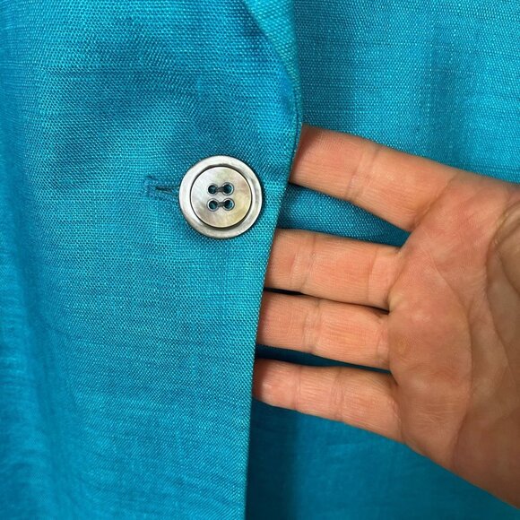 90s Classiques 100% Linen Longline Blazer Womens XS Oversized Bright Crest Retro - Picture 4 of 13
